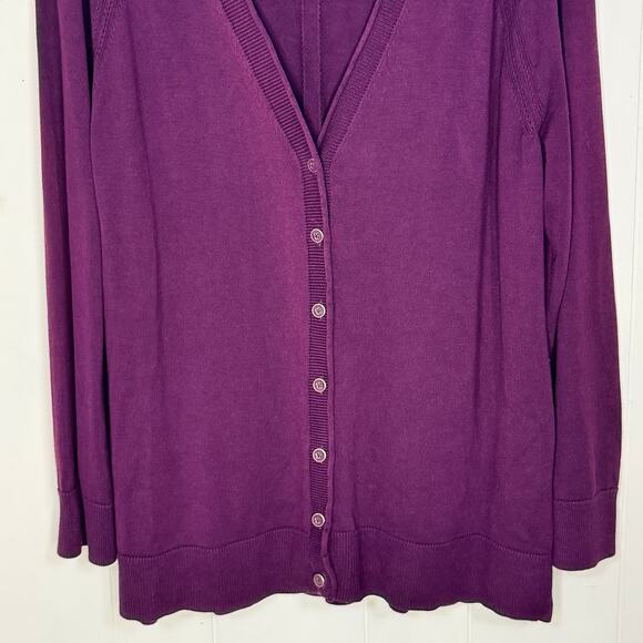 Talbots Womens Cardigan Sweater Size XL Purple Layering Lagenlook Capsule Cozy - Picture 3 of 10